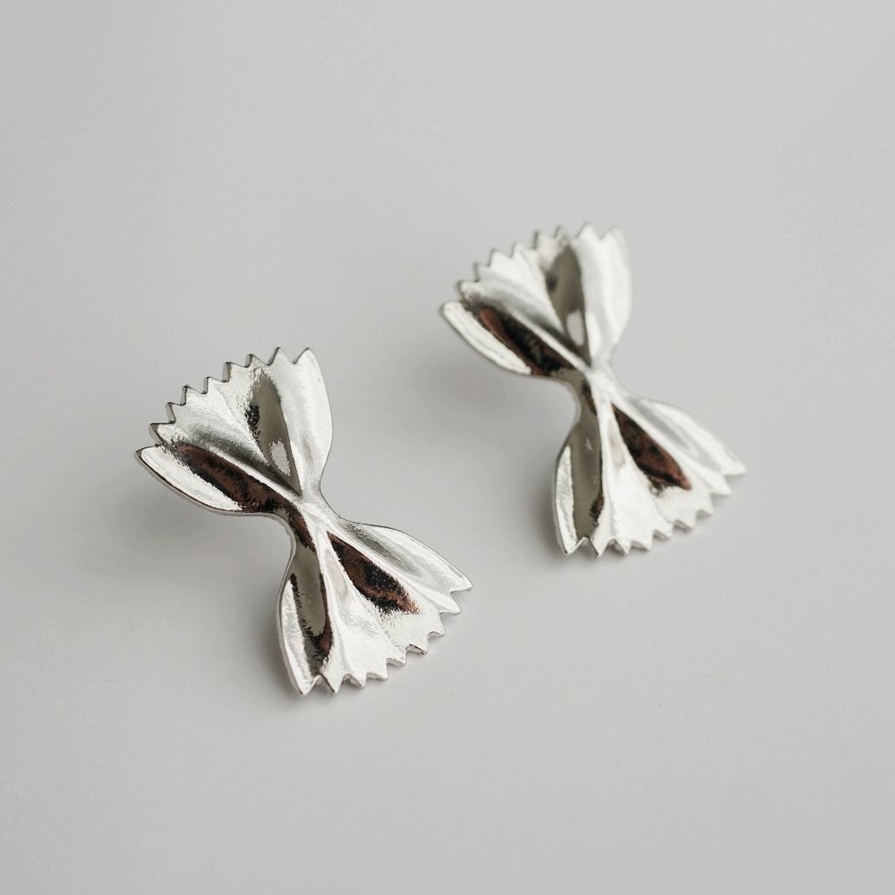 New silver plated pasta earrings